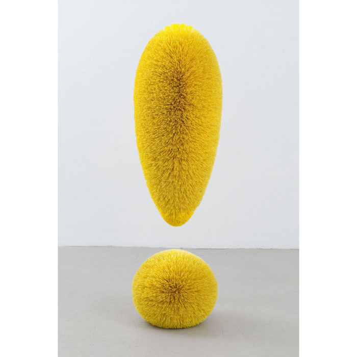 Richard Artschwager, Exclamation Point (Yellow), 2001, Plastic bristles on a poplar core painted with latex, 65 x 22 x 22 in, 165.1 x 55.9 x 55.9 cm, Edition of 3, © 2022 The Estate of Richard Artschwager / Artists Rights Society (ARS), New York, Photo: Rob McKeever, Courtesy Gagosian
