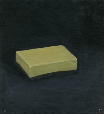 Vasilis Vasilakakis, Green Soap, 2020, Oil on paper, 21.5 x 20 cm, Christofis Collection, © Vasilis Vasilakakis, Courtesy the artist and Christos Christofis