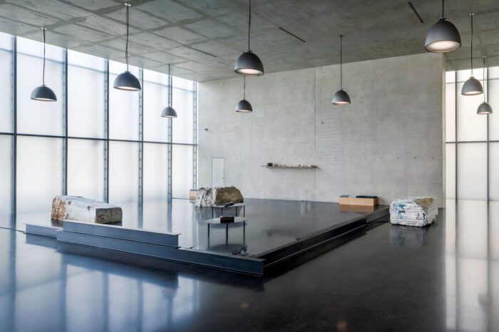 Tarek Atoui, Installation view ground floor Kunsthaus Bregenz, 2024, Photo: Markus Tretter, Courtesy of the artist, © Tarek Atoui, Kunsthaus Bregenz