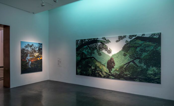 Erno Enkenberg, Beekeepers I (2023), Sahelanthropus tchadensis (2015), Installation view, Photo: Finnish National Gallery / Petri Virtanen