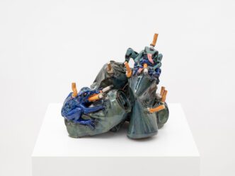 Lindsey Mendick, Wasted, 2023, Glazed ceramic, 20 x 20 x 20 cm, Courtesy the artist and Carl Freedman Gallery, Margate, Photo: Ollie Harrop