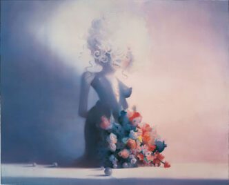 Lisa Yuskavage, Still Life Wearing a Wig, 1999, Watercolor on paper, Private collection © Lisa Yuskavage. Courtesy the artist and David Zwirner