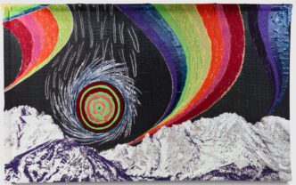 Liz Collins, Rainbow Mountain Weather, 2024. Photograph by Patty van den Elshout. Image courtesy of The Artist and CANDICE MADEY, New York. © Liz Collins.