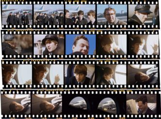 Paul McCartney, At London Airport (with Brian Epstein, Mal Evans, and Neil Aspinall) for Pan Am flight 101 to New York City, 7 February 1964, © Paul McCartney, Courtesy Gagosian