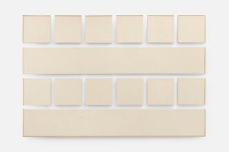 Martina Quesada, The borders are fragile II, 2023, Marble dust, pigment, gesso wood and linen, 142 x 217 x 4 cm, Photo: Piloto Pardo, © Martina Quesada, Courtesy the artist and Bernier/Eliades Gallery