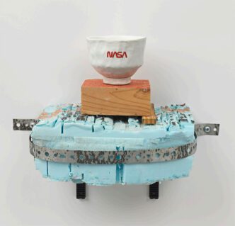 om Sachs, Spirits of the Dead Return, 2025. English porcelain, ConEd barrier, plywood, extruded polystyrene, steel, plastic, and hardware. 27.9 x 30.5 x 13.3 cm (11 x 12 x 5.25 in), © Tom Sachs, Courtesy the artist and Thaddaeus Ropac Gallery