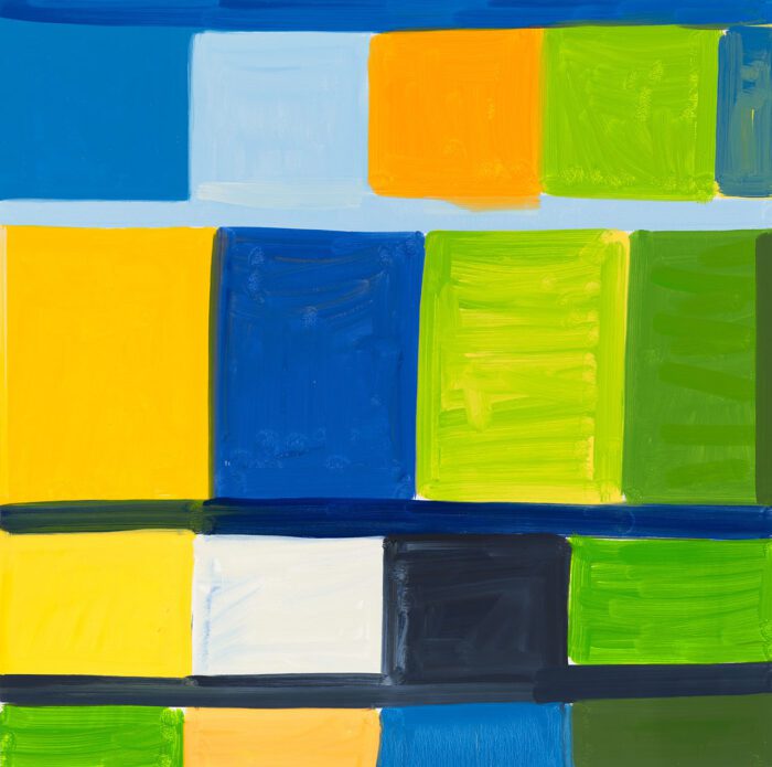 Stanley Whitney, The Courage of the Poet, 2025, Oil on linen, 60 x 60 inches (152.4 x 152.4 cm), © Stanley Whitney, Photo: Owen Conway, Courtesy Gagosian