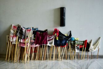 Artwork by Kostas Christopoulos, Installation view "Tatlin’s Dream / Utopias. The Eternal Return", Athens Conservatoire-Athens, 2025, Photo: Dimitris Lempesis