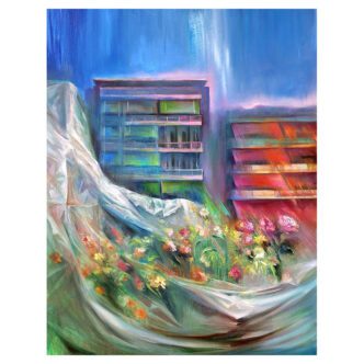 Eva Geraki, transformation-Neo Faliro, 2023-2025, oils on canvas, 100 x 80 cm, © Eva Geraki, Courtesy the artist and Prisma Gallery