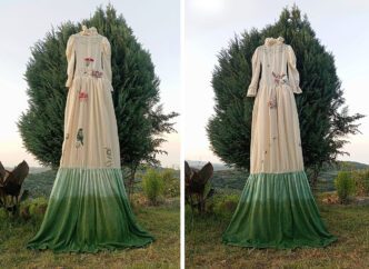 Ifigeneia Sdoukou, Flora in periculo est, 2025, Cotton fabric with hand embroidery. 300 x 70 cm, © Ifigeneia Sdoukou, Courtesy the artist