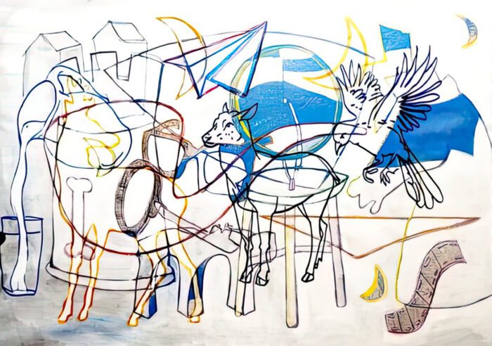 Stavros Panagiotakis, CITY, 2025, Acrylics, ink and pastel on canvas, 90 Χ 130 cm, © & Courtesy Stavros Panagiotakis