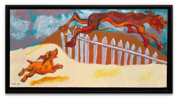 Archie Rand, Untitled #1, 2024, Acrylic on canvas, 34.3 x 64.7 cm, © Archie Rand, Courtesy the artist and Contemporary Fine Arts Galerie GmbH