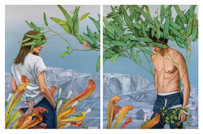 Morteza Pourhosseini. Untitled from ”In-Between” series. 2025 Oil and acrylic on canvas. Diptych Each piece: 130 x 90 cm