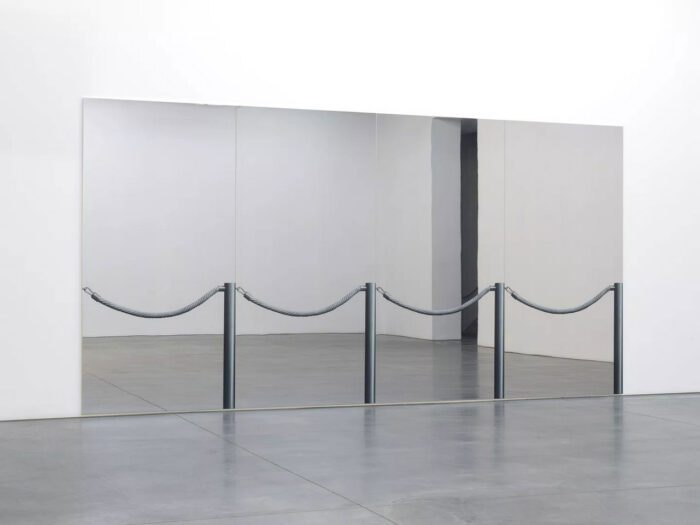 Michelangelo Pistoletto, Cordoni, 2014, screen printing on polished stainless steel mirror 249.9 cm × 500.1 cm (8' 2-3/8" × 16' 4-7/8")