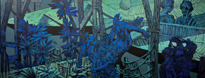 Mehrdad Mohebali. Untitled. 2025 Acrylic on canvas. 130 x 331 cm