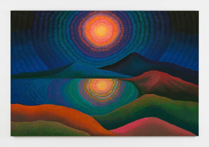 Jennifer Guidi, In the stillness I heard the breath between moons, 2025, oil and sand on linen, 72 1/4 x 108 1/4 x 1 5/8 inches (183.5 x 275 x 4.1 cm), © Jennifer Guidi, Courtesy the artist and David Kordansky Gallery