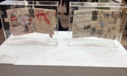 Eleni-Exarchou.-Forget-me-not-(2025).-Drawing,-canvas,-ink,-threads,-hinges,-plexiglass-25-x-30-x-10-cm