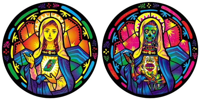 Kongkee, Maria, 2025, Lenticular, lightbox, φ112×D5.5cm, Image courtesy of the artist and gdm., © Kongkee, courtesy of the artist, gdm & 21st Century Museum of Contemporary Art Kanazawa