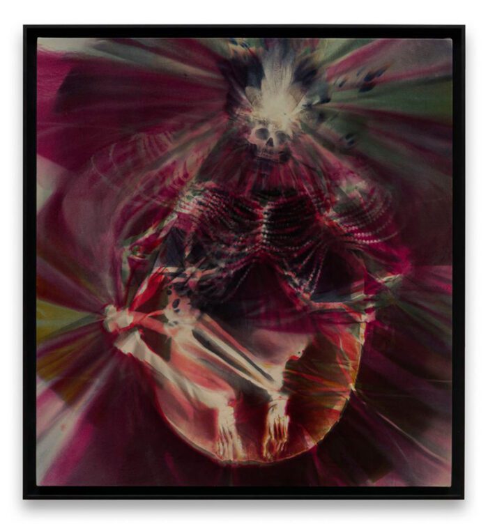 Andra Ursuta, Old Maid, 2023, Photogram on velvet, 137.3 × 127 cm | 54 1/16 × 50 inches, © Andra Ursuta, Courtesy the artist and Sprüth Magers Gallery
