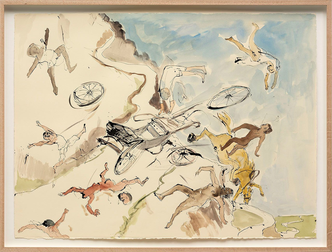 Kara Walker, To the Mountaintop, 2025, Watercolor and ink on paper, 56.5 × 76.8 cm | 22 1/4 × 30 1/4 inches, 63.5 × 83.8 cm | 25 × 33 inches (framed), © Kara Walker, Courtesy the artist and Sprüth Magers Gallery