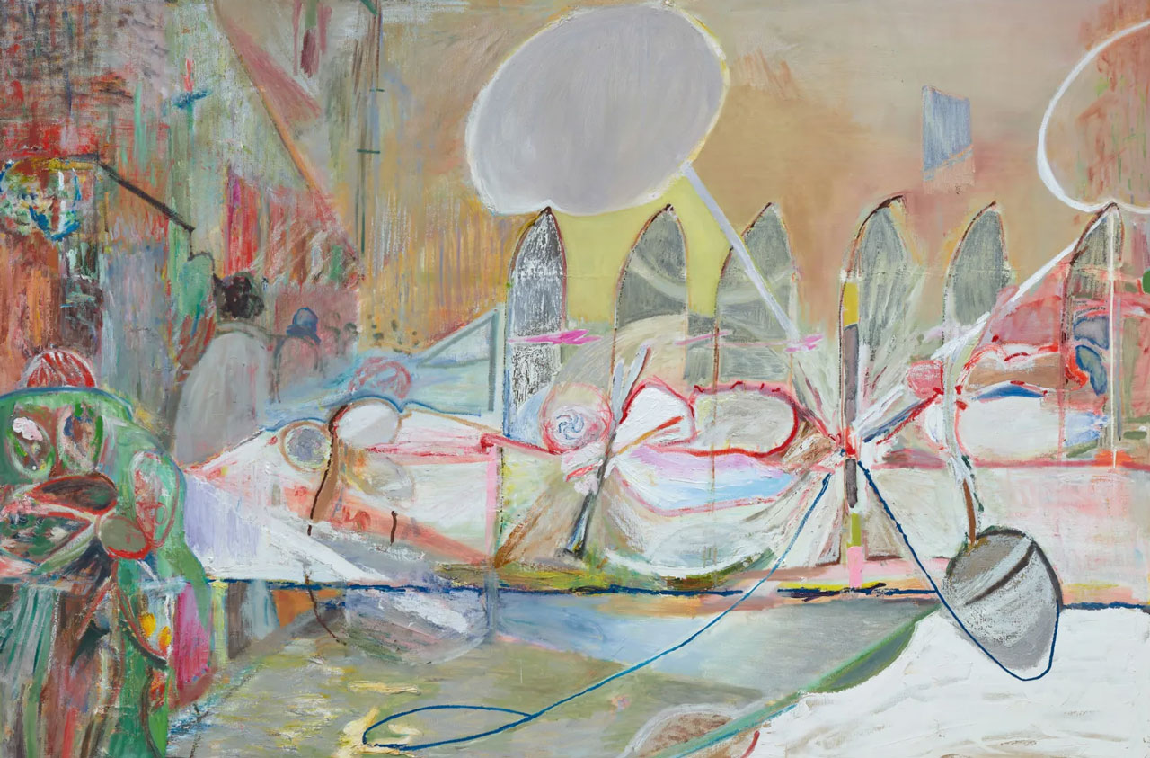 Gabriella Boyd, Guardians, 2024-2025, Oil on linen, 150 x 220 cm | 59 x 86 5/8 in, © Gabriella Boyd, Courtesy the artist and Grimm Galley