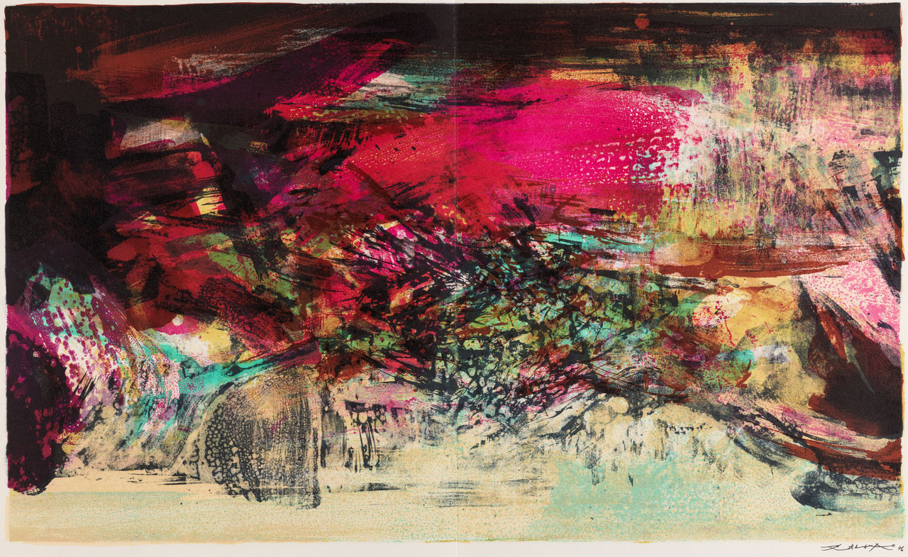 Zao Wou-Ki, Untitled from À la gloire de l'image et art poétique (To the Glory of the Image and the Art of Poetry), 1977, lithograph, M+, Hong Kong. Gift of Françoise Marquet-Zao, 2024, Zao Wou-Ki © ProLitteris, Zurich, 2025, Image courtesy of M+, Hong Kong