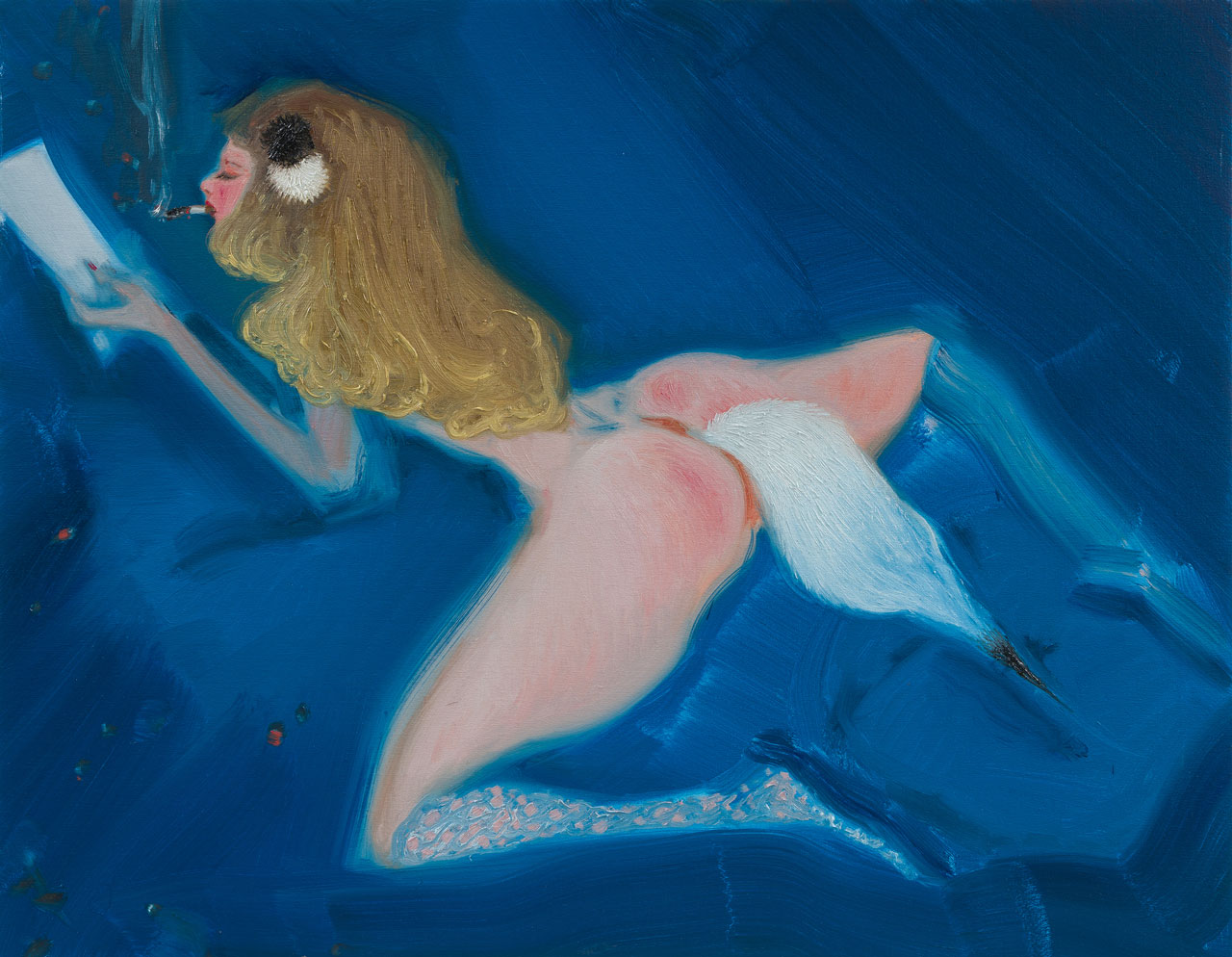 Sofia Mitsola, Booty Training, 2025, Oil on linen, 70 x 90 cm / 27 1/2 x 35 3/8 in, © Sofia Mitsola, Courtesy the artist and Galerie Eva Presenhuber