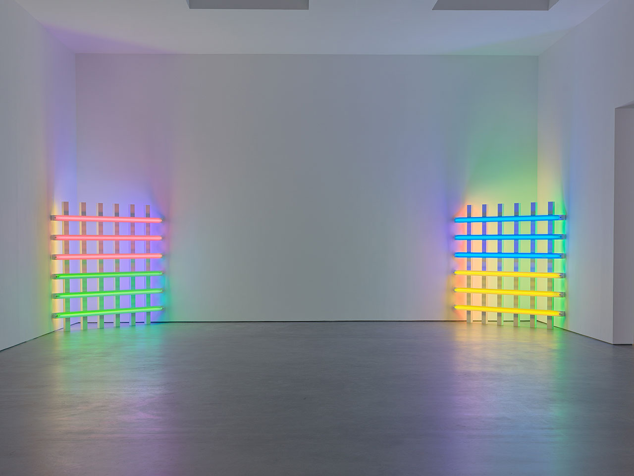 Installation view, Dan Flavin: Grids, David Zwirner, New York, January 15–February 21, 2026., Courtesy David Zwirner