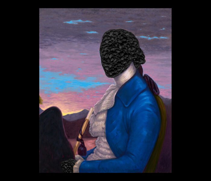 itus Kaphar, Kinfolk, Breath Is My Precious Inheritance (Harry Washington), 2025, Tar and oil on linen, 60 x 48 inches (152.4 x 121.9 cm), © Titus Kaphar, Photo: Owen Conway, Courtesy Gagosian