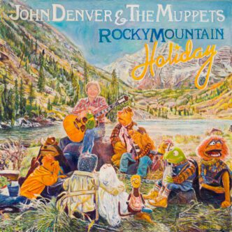 Keith Mayerson, John Denver and the Muppets: Rocky Mountain Holiday, 2025, 2025, Oil on linen 70 × 70 in, © & Coourtesy Keith Mayerson