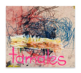 Oscar Murillo, Untitled (Drawings off the Wall), 2012, oil, oil stick, graphite, and dirt on canvas, 170 × 190 cm | Courtesy of the artist © Oscar Murillo. Photo: Tim Bowditch & Reinis Lismanis