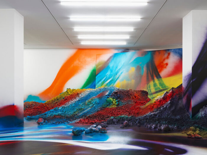 Katharina Grosse, Untitled, 2026, Acrylic, bronze, canvas, puddle clay, Dimensions variable, © Katharina Grosse, Courtesy the artist and White Cube Gallery