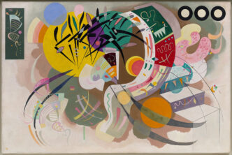 Vasily Kandinsky, Dominant Curve, April 1936, Oil on canvas. 129.2 × 194.3 cm. Solomon R. Guggenheim Museum, New York, Solomon R. Guggenheim Founding Collection. Photo: Kristopher McKay © 2025 The Solomon R. Guggenheim Foundation, New York