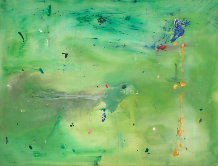 Helen Frankenthaler, A Green Thought in a Green Shade, 1981, Acrylic on canvas, 119 x 156 1/2 inches (302.3 x 397.5 cm), © 2026 Helen Frankenthaler Foundation, Inc./Artists Rights Society (ARS), New York, Photo: Thomas Barratt, Courtesy Gagosian