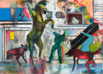 Daniel Richter, Augustinus erkennt die Natur der Sache, 2026, Oil on canvas, 100 x 140 cm, © Daniel Richter, Courtesy the artist and GRIMM Gallery