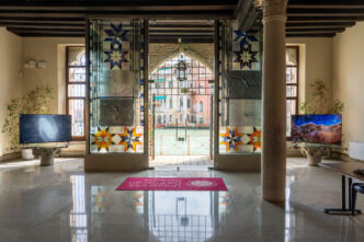 Jennifer West, Stitched Cosmos, Installation view, Curated  by Francesco Urbano Ragazzi,_Photo: Gaia Cambiaggi, Courteys the artit and Ca’ Foscari University of Venice