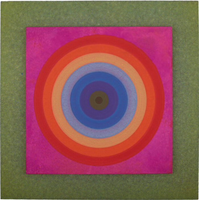 Jordan Belson, Target c. 1953, Casein on panel, 15 × 15 inches; 38 × 38 cm, Courtesy Matthew Marks Gallery