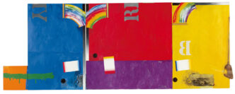 Jasper Johns, Untitled, 1964-65, Oil and charcoal on canvas with objects (4 panels), 182.9 x 426.7 cm, Stedelijk Museum Amsterdam, © Jasper Johns, VEGAP, Bilbao, 2026