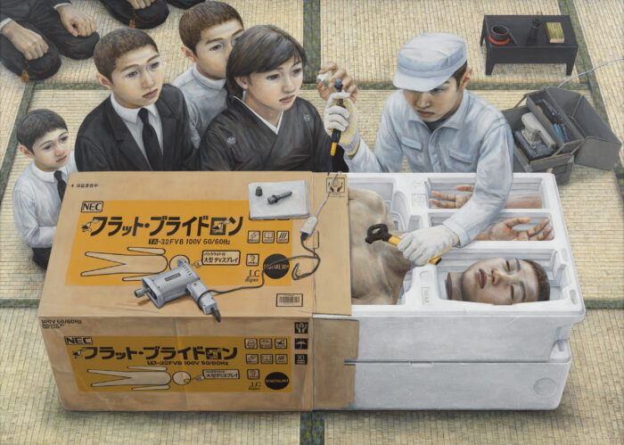 Tetsuya Ishida, Recalled, 1998, Acrylic on board, 57 3/8 x 81 1/8 inches (145.6 x 206 cm), © Tetsuya Ishida Estate, Photo : Robert McKeever, Courtesy Gagosian