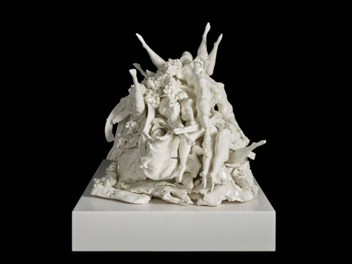 Rachel Kneebone, Raft of the Medusa VI, 2015, Porcelain, Corian and adhesive, 58 x 73.5 x 50 cm | 22 13/16 x 28 15/16 x 19 11/16 in., © Rachel Kneebone, Courtesy the artist and white Cube Gallery