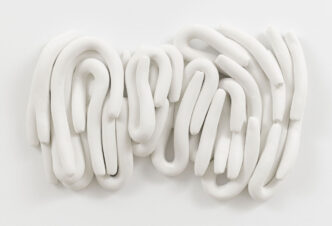Anna Maria Maiolino, Untitled, from Cobrinhas (Little Snakes) series, 2018, Marble powder and white cement, 44 x 70 x 10 cm / 17 3/8 x 27 1/2 x 3 7/8 in, © Anna Maria Maiolino, Photo: Sarah Muehlbauer, Courtesy the artist and Hauser & Wirth Gallery