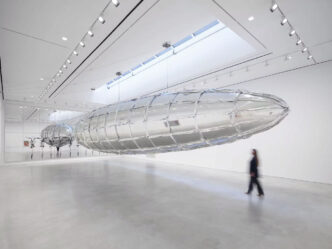 Lee Bul, Willing To Be Vulnerable—Metalized Balloon , 2015-2016/2020, Fabric, PET film, air blower, electrical wiring, Installation view of the 20th Biennale of Sydney, Sydney, Australia, 2016., © Lee Bul, Photo: Algirdas Bakas, Courtesy the artist and Hauser & Wirth Gallery