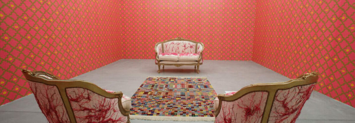 Ghada Amer, Salon Courbé, 2007, © & Courtesy the artist