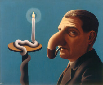 René Magritte, La Lampe philosophique (The Philosopher’s Lamp), 1936, Oil on canvas, 19 3/4 x 26 inches (50 x 66 cm), © 2026 C. Herscovici/Artists Rights Society (ARS), New York, Courtesy Private Collection, Brussels, Kingdom of Belgium